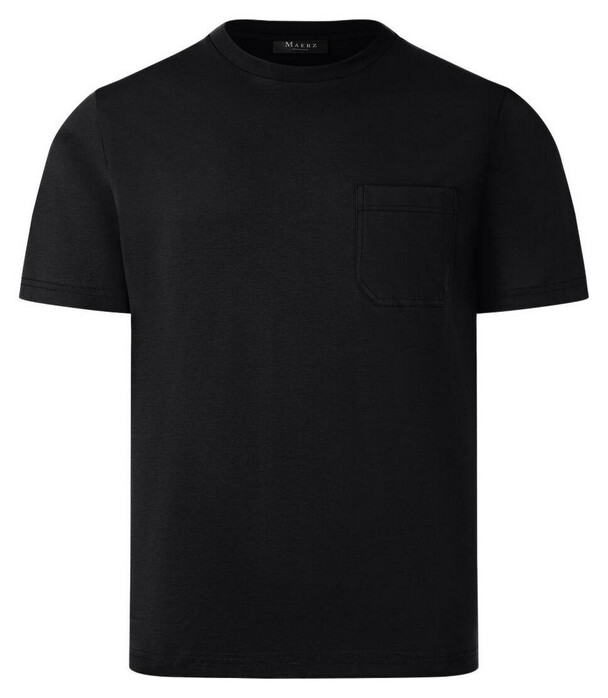 Maerz Modern Round Neck Mercerized Cotton T-Shirt Black