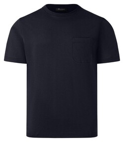 Maerz Modern Round Neck Mercerized Cotton T-Shirt Navy