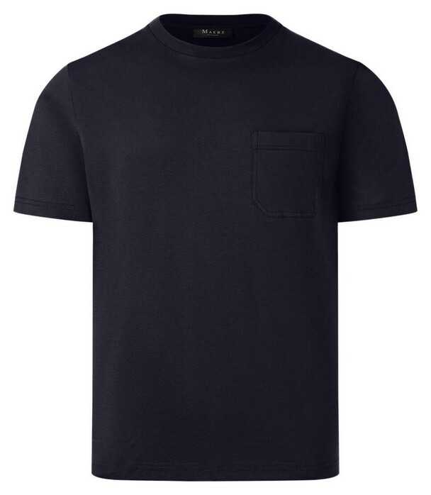 Maerz Modern Round Neck Mercerized Cotton T-Shirt Navy