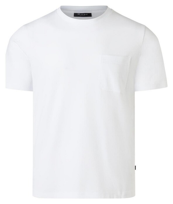 Maerz Modern Round Neck Mercerized Cotton T-Shirt Pure White