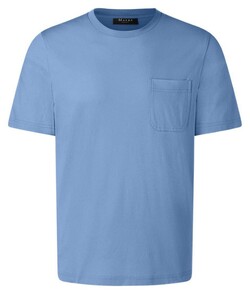 Maerz Modern Round Neck Mercerized Cotton T-Shirt Shades Of Blue
