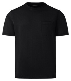 Maerz Modern Round Neck Mercerized Cotton T-Shirt Zwart