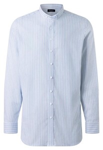 Maerz Multi Stripe Luxury Cotton Special Stand-Up Collar Overhemd Frozen Lake