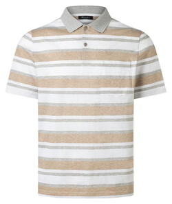 Maerz Multistriped Contrast Collar Cotton Polo Frappuccino