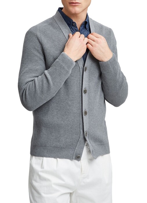 Maerz Organic Cotton Button Cardigan Mercury Grey