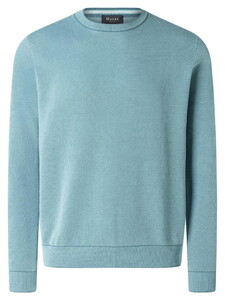 Maerz Organic Cotton Two Color Piqué Structure Trui Pastel Turquoise