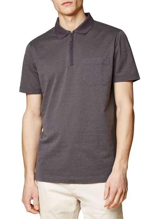 Maerz Polo Fine Dotted Structure Poloshirt Anthra Mouliné