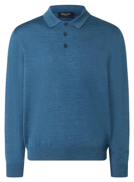 Maerz Polo Lange Mouw Pullover Teal Water