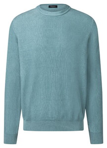 Maerz Ribbed Texture Subtle Pearl Effect Organic Cotton Crew Neck Trui Pastel Turquoise