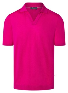 Maerz Short Sleeve Open Collar Merino Extrafine Knit Pullover Pink Duplex