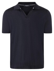 Maerz Short Sleeve Open Collar Merino Extrafine Knit Trui Navy