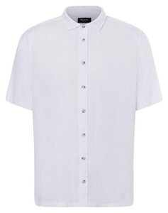 Maerz Short Sleeve Uni Color Linen Shirt Pure White