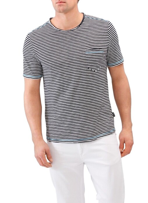Maerz Small Stripe T-Shirt Navy