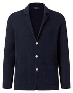 Maerz Solid Color Rib Texture Cotton Knit Vest Navy