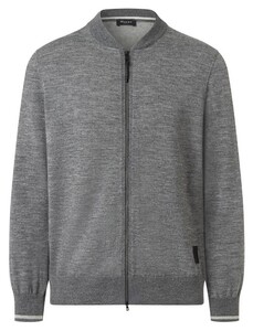 Maerz Sportive Two-Way Zip IQ-Wool Subtle Stripe Detail Mélange Cardigan Smoky Grey