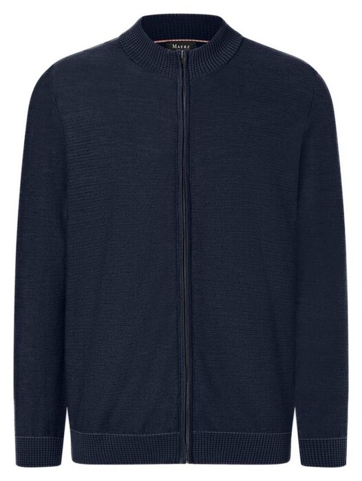 Maerz Stripe Knit Zip Cardigan Cotton Linen Mix Navy