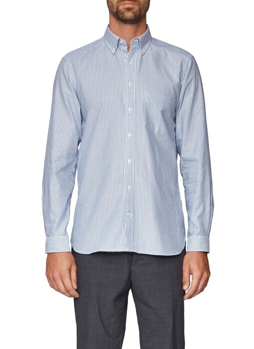 Maerz Striped Button Down Overhemd Whispering Blue