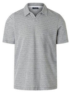 Maerz Striped Cotton Linnen Non-Button Collar Polo Grape Leaf