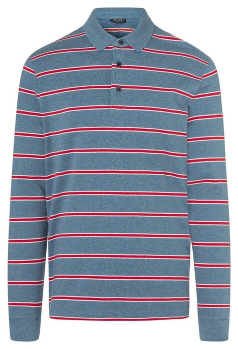 Maerz Striped Polo Poloshirt Denim Blue