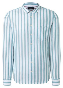 Maerz Striped Soft Finish Cotton Overhemd Pastel Turquoise