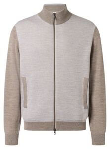 Maerz Subtle Details Texture Knit Merino Superwash Full 2-Way Zip Cardigan Iced Latte