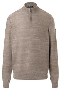 Maerz Subtle Stripe Knit Zip Collar Luxury Wool Cotton Trui Twig