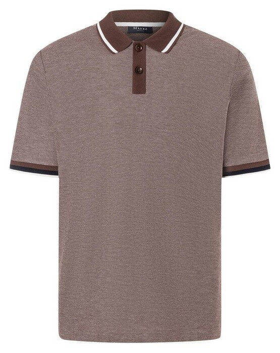 Maerz Subtle Structure Contrast Stripes Polo Chocolate