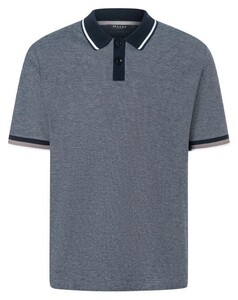 Maerz Subtle Structure Contrast Stripes Polo Navy