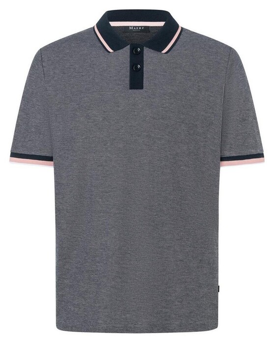 Maerz Subtle Structure Contrast Stripes Polo Pink Marshmallow