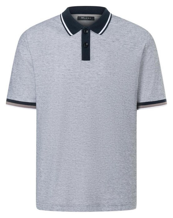 Maerz Subtle Structure Contrast Stripes Polo Pure White