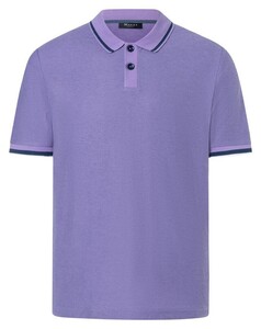 Maerz Subtle Structure Contrast Stripes Polo Violet Sky