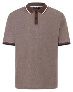 Maerz Subtle Structure Contrast Stripes Poloshirt Chocolate