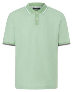 Maerz Subtle Structure Contrast Stripes Poloshirt Mochi Green