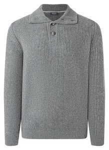 Maerz Troyer Buttons Uni Structure Knit Trui Grey Rock