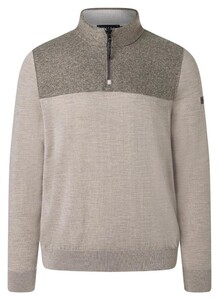 Maerz Troyer Zip Merino Contrast Trui Iced Latte