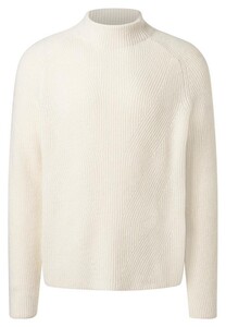 Maerz Turtleneck Uni Color Subtle Wave Pattern Knit Wool Alpaca Trui New White