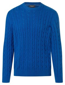 Maerz Uni Color Allover Cable Knit Crew Neck Trui Neptun