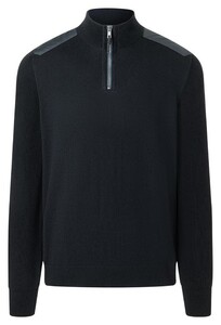 Maerz Uni Color Cotton Knit Troyer Zip Trui Marine