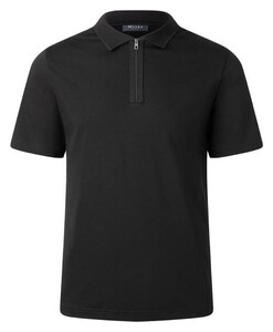 Maerz Uni Color Cotton Zip Collar Polo Zwart