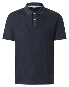 Maerz Uni Color Diagonal Check Texture Pattern Polo Navy