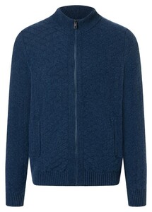 Maerz Uni Color Fantasy Pattern Knit Zip Cardigan Deep Sea
