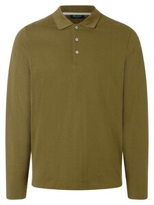 Maerz Uni Color Fine Diamond Pattern Long Sleeve Cotton Polo Earthy Green