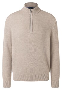 Maerz Uni Color Fine Texture Knit Stand-Up Zip Collar Trui Twig