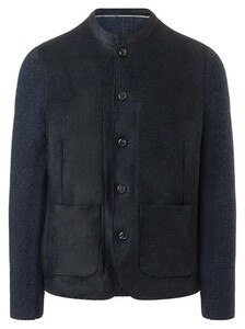 Maerz Uni Color Knit Blazer Cardigan Stand-Up Collar Deep Sea