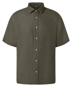 Maerz Uni Color Light Linen Kent Collar Shirt Grape Leaf