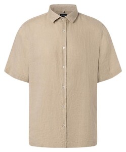 Maerz Uni Color Light Linnen Kent Collar Overhemd Iced Coffee