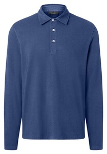 Maerz Uni Color Long Sleeve Jersey Garment Dye Polo Deep Sea