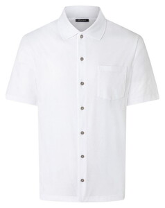 Maerz Uni Color Long Sleeve Soft Cotton Jersey Overhemd Pure White