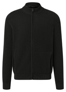 Maerz Uni Color Organic Cotton Cardigan Zip Vest Zwart