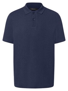 Maerz Uni Color Subtle Texture Pattern Polo Deep Sea